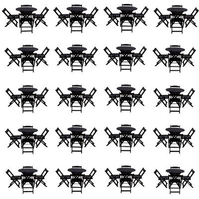 Kit 20 Jogos De Mesa Dobravel Com 4 Cadeiras Tampo Redondo 70X70 Preto - Preto