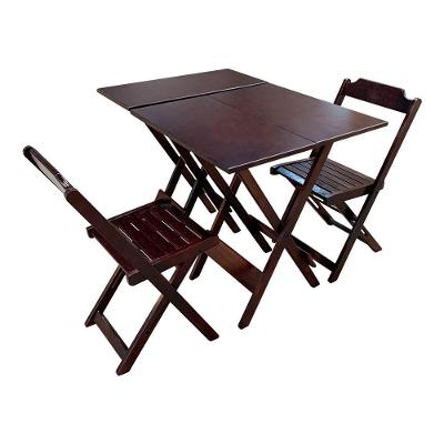 Jogo De Mesa 70X70 Com 2 Cadeiras E Mesa Aparador Para Area Gourmet - Imbuia