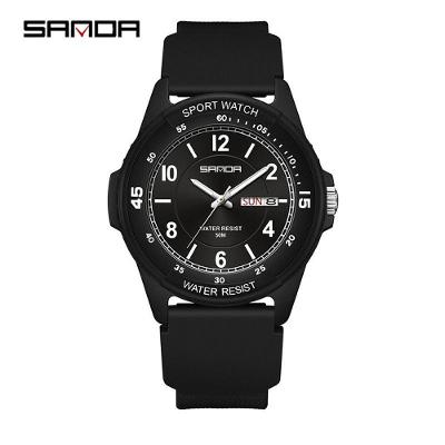 Relógio de Quartzo Masculino com Calendário Simples Digital Silencioso em Resina Preto Sanda