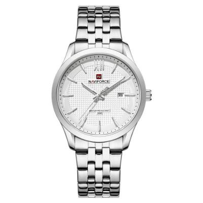 Relógio de Pulso Masculino Esportivo Aço Inox LED Branco Naviforce