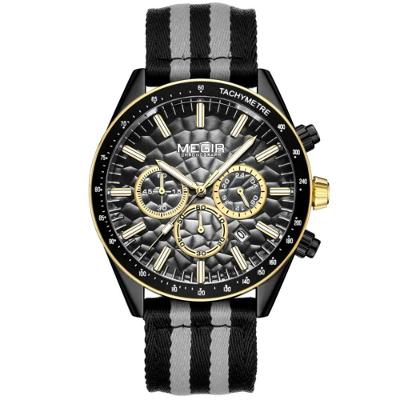 Relógio de Pulso Masculino D Esign Analógico Aço Inox Preto Dourado Megir