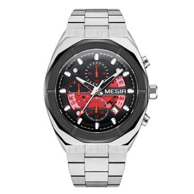 Relógio de Pulso Masculino Esportivo Cronógrafo em Aço Inox Preto Megir
