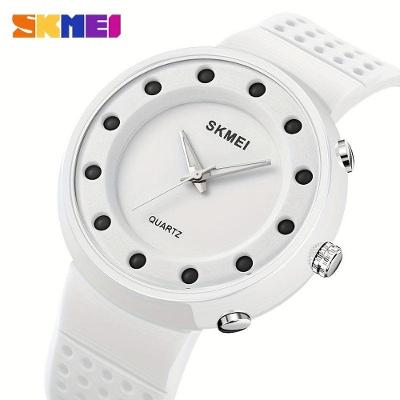 Relógio de Pulso Masculino Skmei LED Analógico com Pulseira Plástico Luminoso Display Branco 40MM