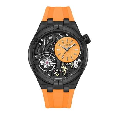 Relógio de Pulso Masculino Quartzo Silicone Vazado Esportivo Laranja Megir