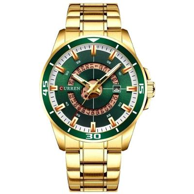 Relógio de Pulso Masculino Curren Quartzo Aço Inox Dourado com Calendário e Cronometragia à Prova