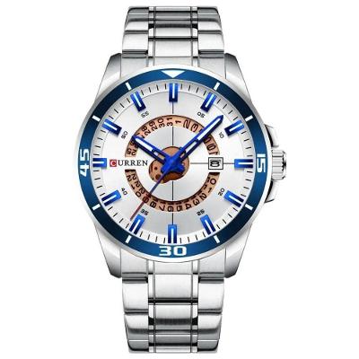 Relógio de Pulso Masculino Curren Quartzo com Pulseira de Aço Inox Branco à Prova D Água 50MM