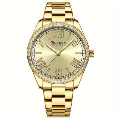 Relógio de Pulso Feminino Analógico com Ponteiros Luminosos Dourado Curren