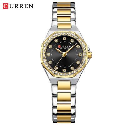 Relógio de Pulso Feminino com Mostrador de Strass Aço Inox Preto Curren