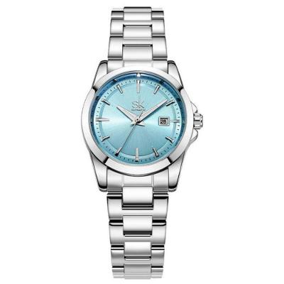 Relógio de Pulso Feminino Design Elegante Analógico em Aço Inox Impermeável Azul