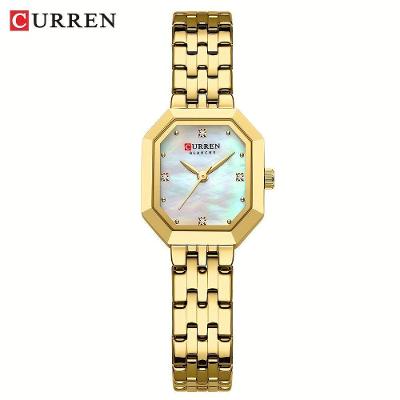 Relógio Feminino Design Elegante e Sofisticado com Mostrador Quadrado Branco Analógico em Aço Inox