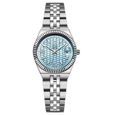 Relógio Feminino de Quartzo Design Sofisticado Moda Casual Azul Analógico Aço Inox Azul Shengke