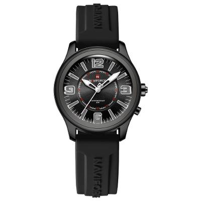 Relógio Feminino Design Moderno Analógico em Silicone Preto Naviforce