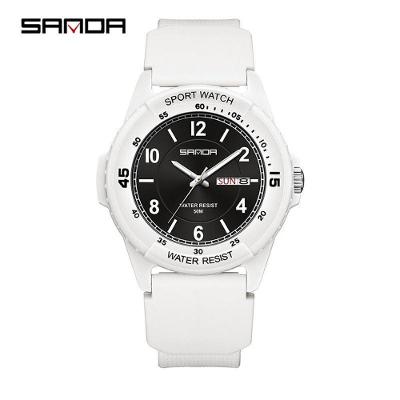 Relógio Digital Simples com Calendário e Display LCD Silencioso Branco Sanda