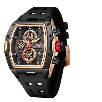 Relógio Esportivo Feminino Mini Focus Cronógrafo com Pulseira de Silicone Preto e Laranja 38MM