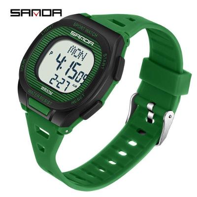 Relógio Eletrônico Multifuncional Sanda Digital em Silicone Verde