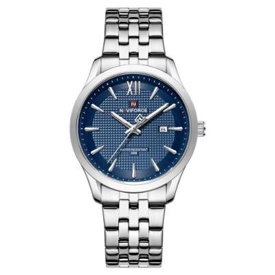 Relógio Esportivo Masculino 3atm Aço Inox Azul Prata Naviforce