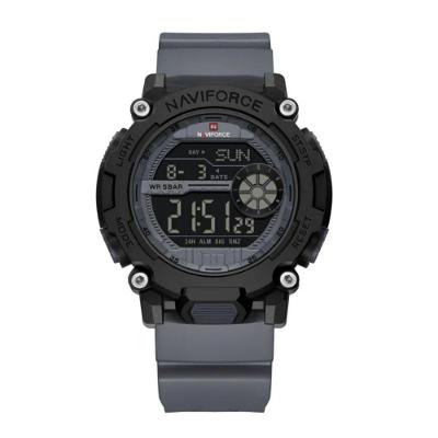 Relógio Esportivo Masculino com Display LCD em Silicone Cinza Escuro Naviforce