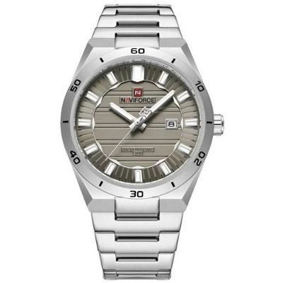 Relógio Masculino Clássico Naviforce Quartzo Aço Inox à Prova Dágua Cinza
