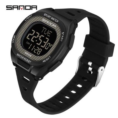 Relógio Eletrônico Multifuncional Sanda Digital Silicone Alarme Preto 7CM