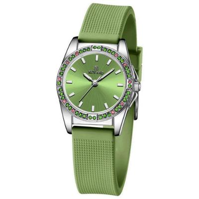 Relógio Feminino Moda Casual Verde Analógico com Pulseira de Silicone e Design em Ouro Rosa Reward