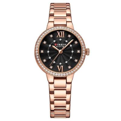 Relógio Feminino Relógio de Prata Moda Simples com Pulseira em Aço Inox Preto Curren