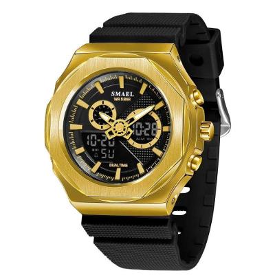 Relógio Feminino Quartzo Analógico e Digital com Display LED em Plástico Dourado Smael