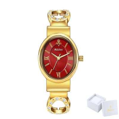 Relógio Feminino Sofisticado a Ouro Vermelho Clássico com Pulseira Elástica Aberta Dourado Sanda