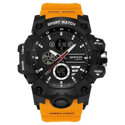 Relógio Masculino 9094 Analógico e Digital em Silicone Laranja Sanda