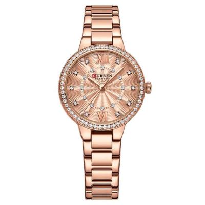 Relógio Feminino Moda Simples Analógico Aço Inox Cerâmica Rosa Curren