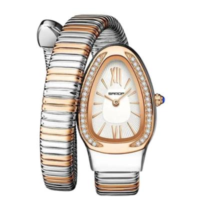 Relógio Feminino Fashion 1151 em Aço Inox com Design de Cobra Cinza Sanda
