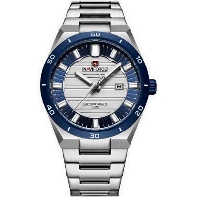 Relógio Masculino Naviforce Analógico em Aço Inox à Prova D'água Azul com Mostrador Luminoso