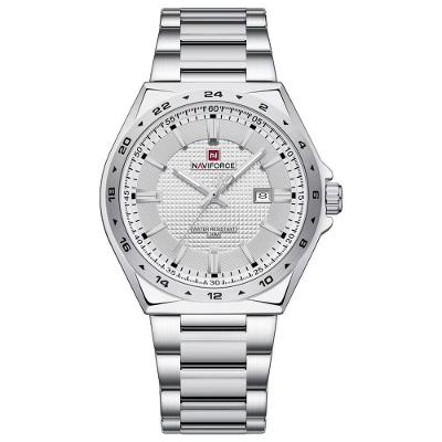Relógio Masculino de Quartzo com Pulseira de Aço Inox 3ATM Branco Naviforce
