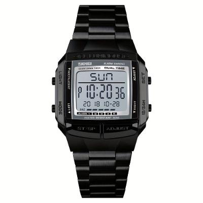 Relógio Masculino Multifuncional Elegante com Características Luminosas em Aço Inox Preto Skmei