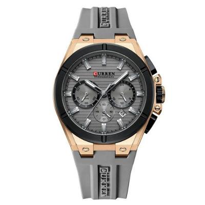 Relógio Masculino Multifunção Esportivo Casual com Pulseira de Aço Inox Cinza Curren