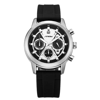 Relógio Masculino Esportivo Militar de Quartzo com Pulseira de Silicone Prata Sinobi