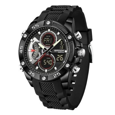 Relógio Masculino Sanda Tela Dupla Multifuncional com Pulseira de Silicone Preto