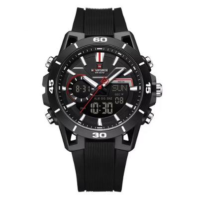 Relógio Masculino Dual Display Esportivo com Pulseira de Borracha Preto Naviforce