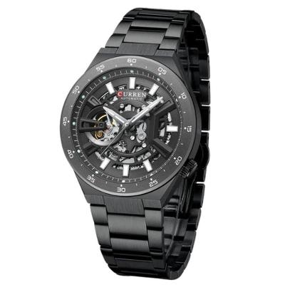 Relógio Masculino Curren Automático com Mostrador Esqueletizado Preto em Aço Inox