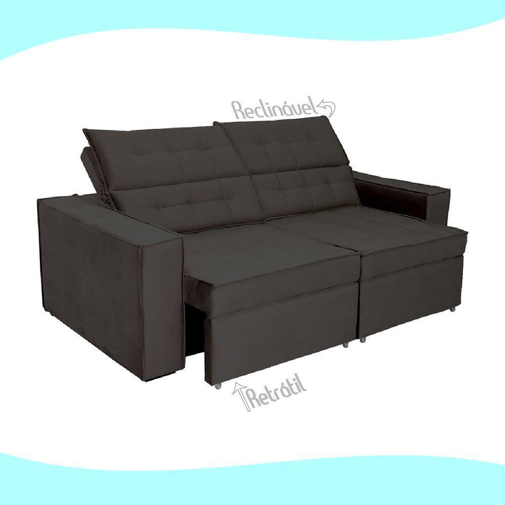 Sofá Austrália 3,00m 5 Lugares Retrátil E Reclinável D35 - Preto - 3