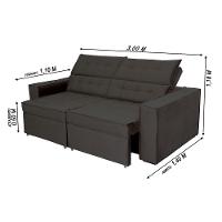 Sofá Austrália 3,00m 5 Lugares Retrátil E Reclinável D35 - Preto