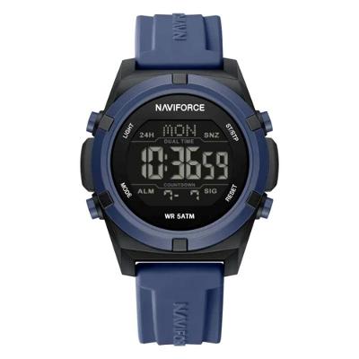Relógio Masculino Lcd Duplo Esportivo Digital Silicone 5ATM Azul Naviforce