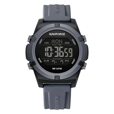 Relógio Masculino Lcd Duplo Esportivo Digital Silicone à Prova D'água Cinza Naviforce