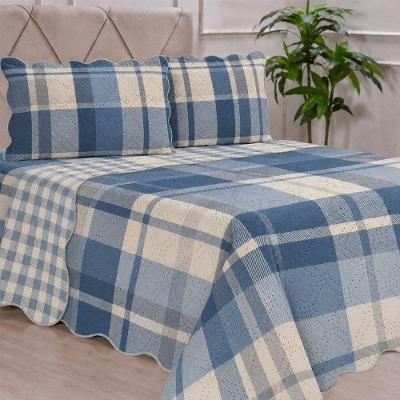 Kit Cobre Leito King Ultra Lisse 100% Poliéster Macio Azul Bene Casa