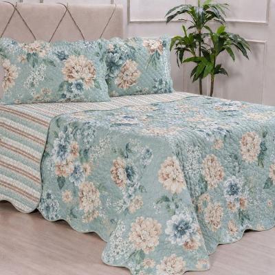 Kit Cobre Leito Ultra Lisse Casal 100% Poliéster Dupla Face Verde Claro Bene Casa 210X230CM