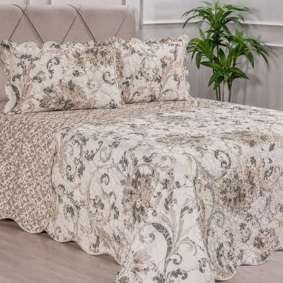 Kit Cobre Leito Ultra Lisse Queen 100% Poliéster Dupla Face Bege Bene Casa 230X250CM