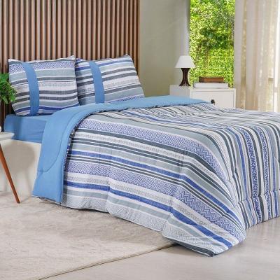 Edredom Solteiro Bella Cama 125g-m² 100% Algodão Malha Azul Bene Casa