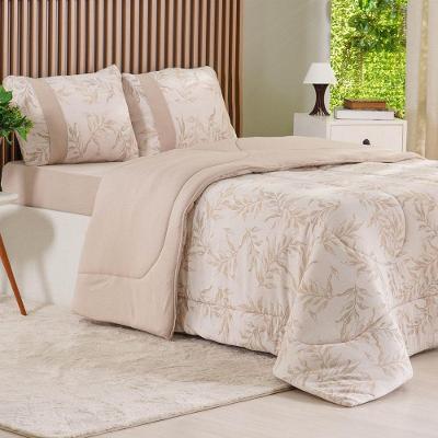 Edredom Queen Bella Cama 125g-m² 100% Algodão Malha Reversível Bege Bene Casa