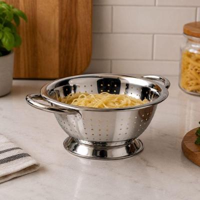 Escorredor de Massas Slim com Alças Aço Inox Premium Base Elevada para Cozinha Inox Yangzi
