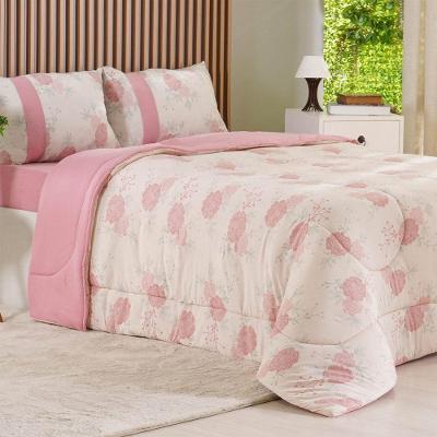 Edredom Queen Bella Cama Malha 100% Algodão Dupla Face Rosa Bene Casa