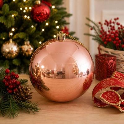 Bola de Natal Prime Gigante Brilho Espelhado Rosê Bela Flor 20CM